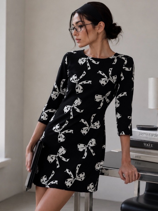 Banana Republic Dresses & Skirts - Vintage BANANA REPUBLIC Noir Ribbon Print Mini Dress